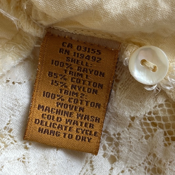 April Cornell Top Women's Flowy Lace Ruffle Tunic Cream Ecru Off White Size XL - Picture 5 of 10